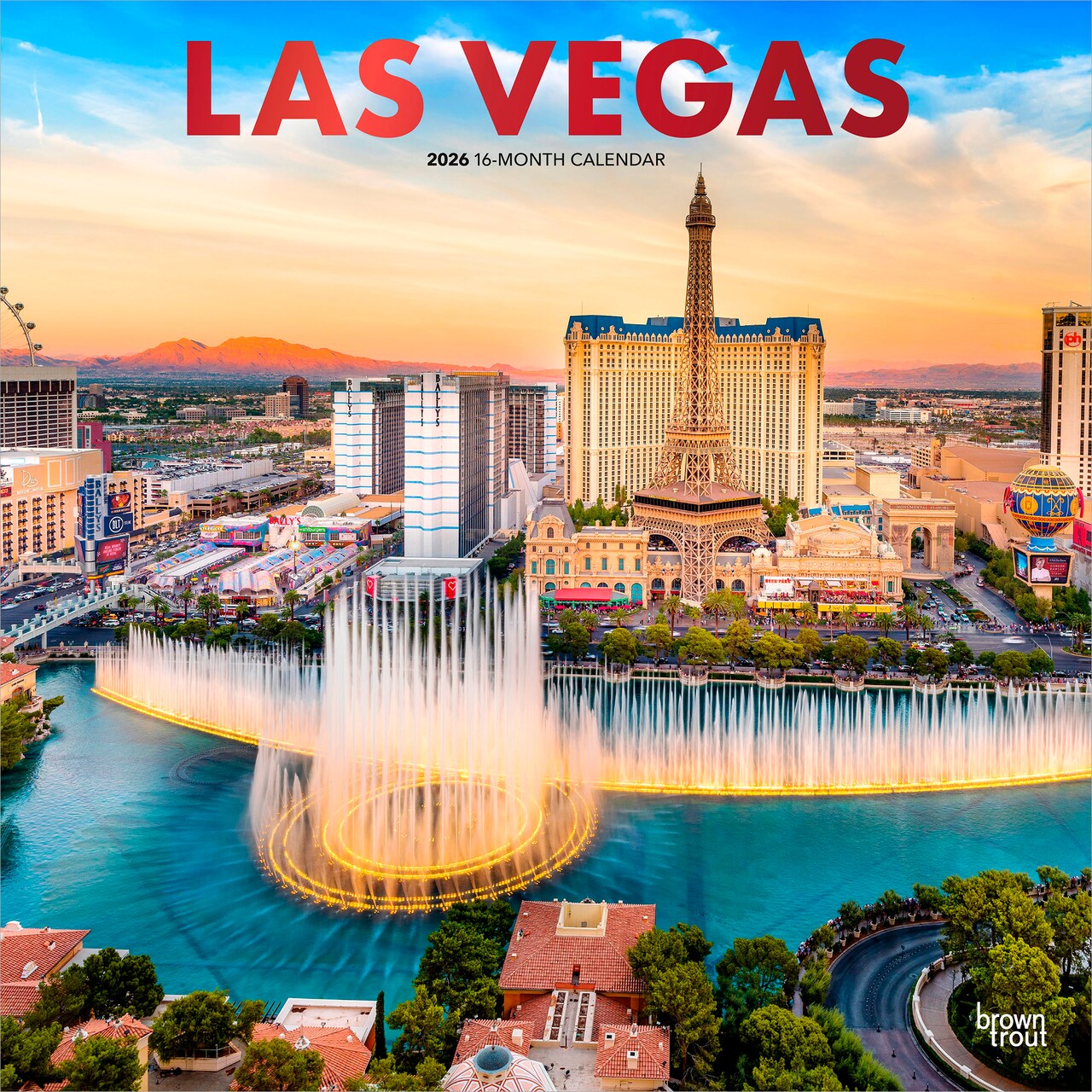 Las Vegas | 2026 12 x 24 Inch (Hanging) Monthly Square Wall Calendar | Foil Stamped Cover | Plastic-Free